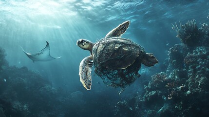 Obraz premium turtle swimming in the sea