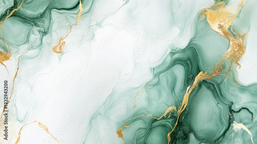 Poster elegant green and gold abstract marble texture with negative space for text and design applications 