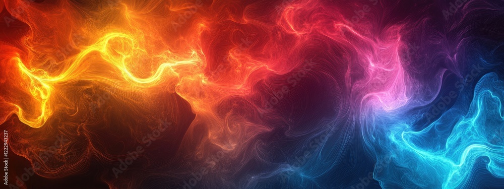 Poster vibrant neon abstract background with fluid swirls and space for text overlays