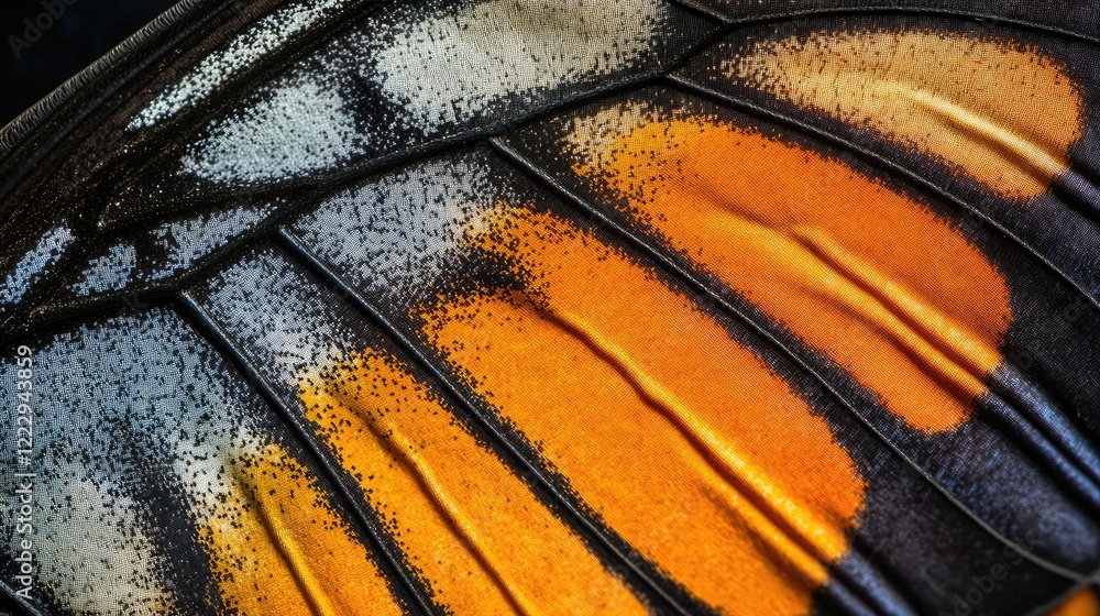 Poster magnified butterfly wing texture close-up with space for text and graphics creation