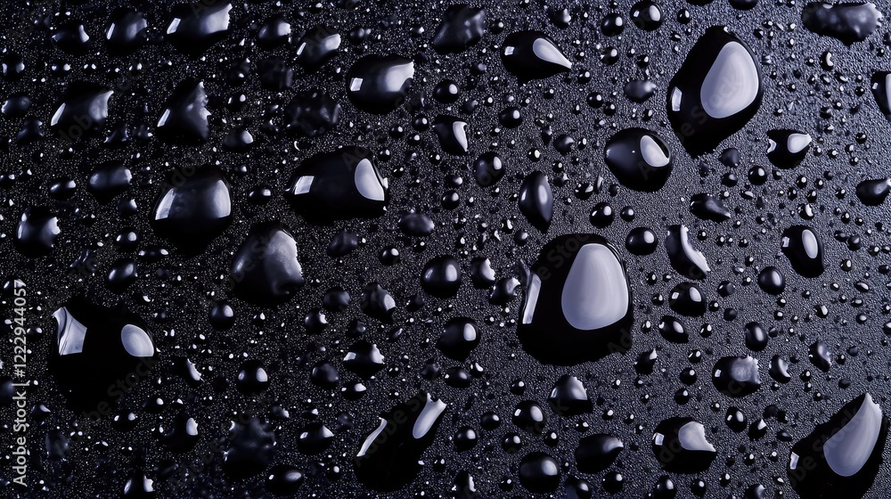 Aufkleber elegant water droplets on a dark surface with a smooth texture ideal for backgrounds and text overla