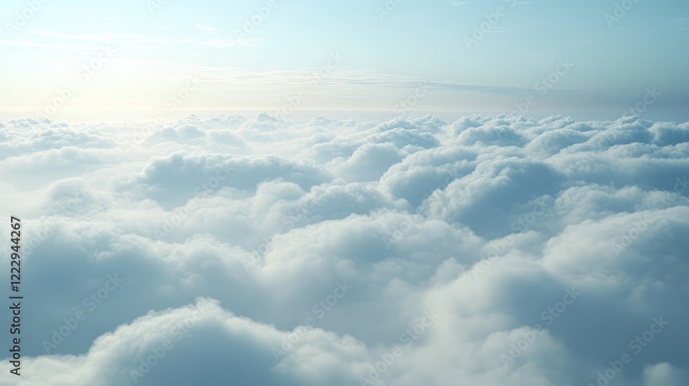 Poster serene blue sky with fluffy white clouds creating an expansive copy space for text or design element