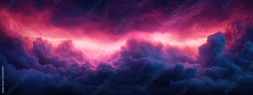 Poster vibrant dramatic sky with lightning and storm clouds creating a perfect backdrop for text and visual