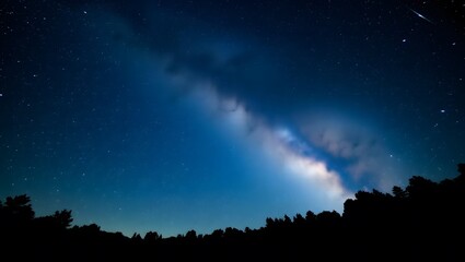 Milky way galaxy over forest mountain