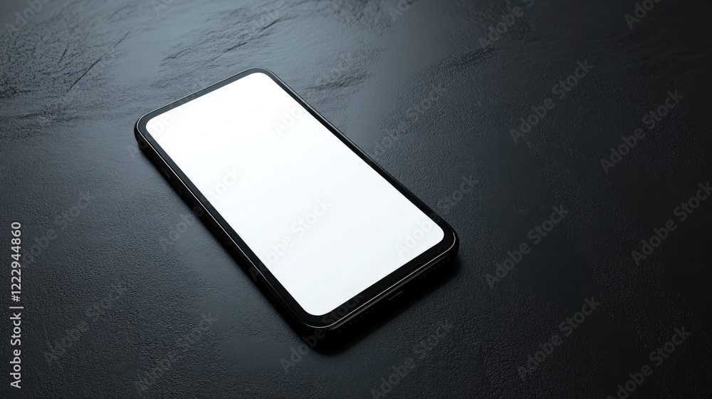 Poster modern smartphone mockup on dark surface with blank screen for app or web design display