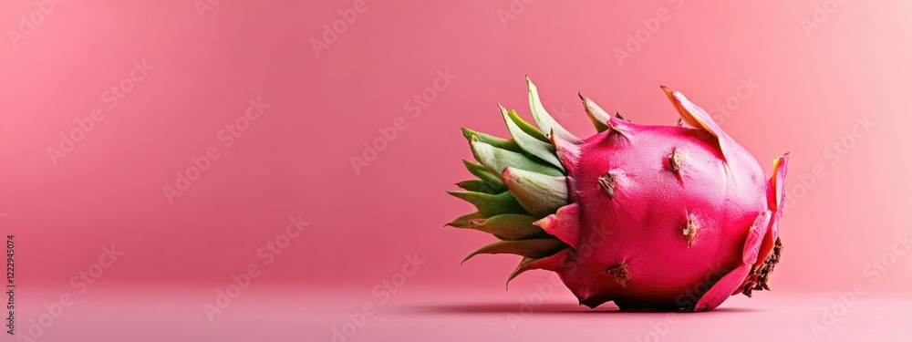 Aufkleber vibrant dragon fruit pitaya on a soft pink background with ample empty space for text or branding el