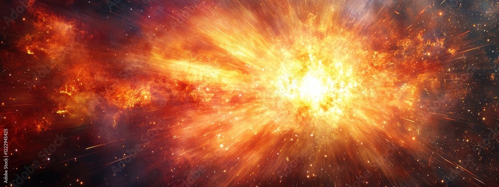 Poster vibrant explosion of fiery colors creating a mesmerizing spectacle with ample empty space for overla