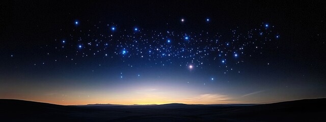 Serene Night Sky Displaying Constellations and Stars with Expansive Blank Space Ideal for Text or Graphic Overlay