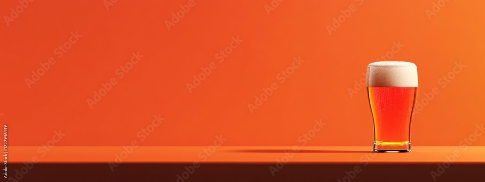 Aufkleber draft beer pint on vibrant orange background with empty space for custom text and festival or pub th