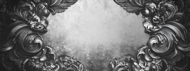 Elegant Black and White Engraving with Blank Space for Custom Text or Messaging in a Decorative Border Design