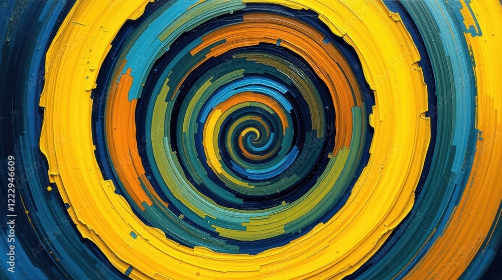 Aufkleber swirling colors create a mesmerizing vortex of blue and yellow tones in a captivating abstract displ