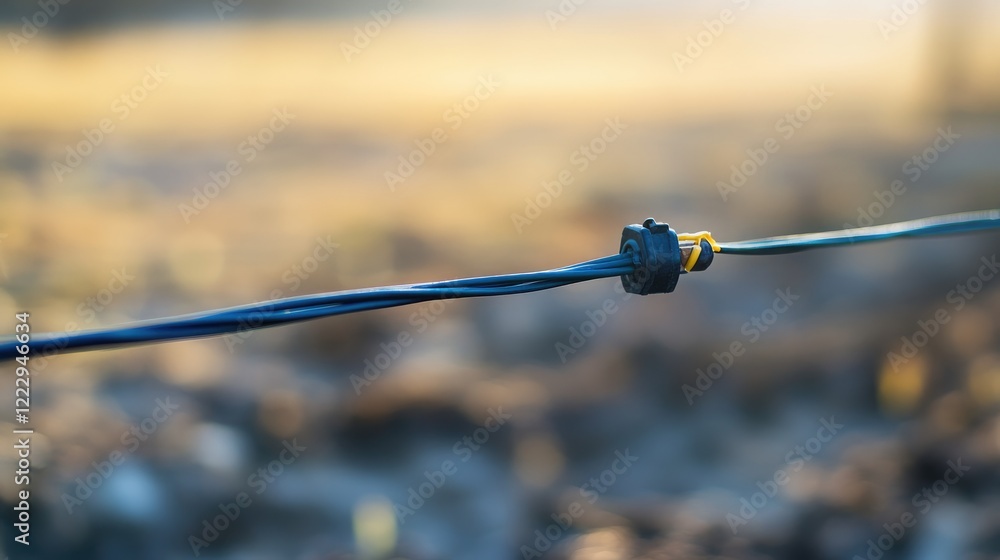 Poster electric micro drip irrigation system close-up highlighting efficient watering solutions with empty 