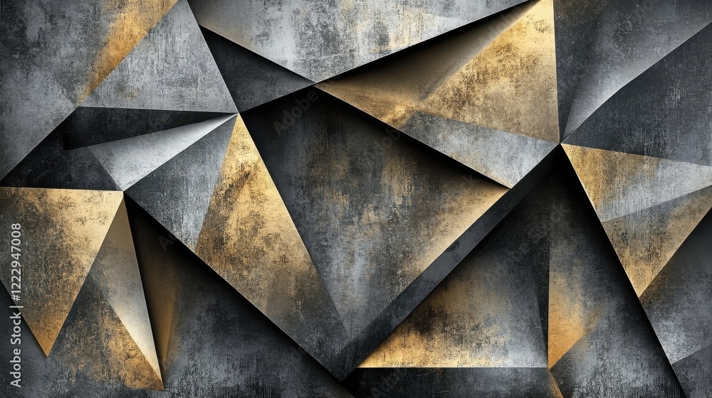 Aufkleber geometric shapes interwoven with metallic textures, creating a visually striking and modern design w