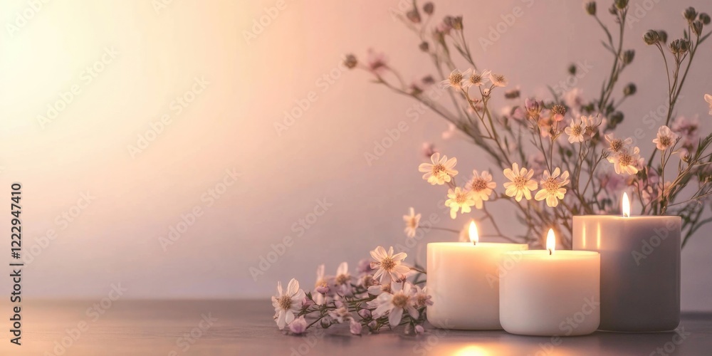 Aufkleber elegant dinner table setup featuring lit candles and floral accents, ideal for creating a warm and i
