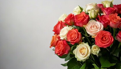 bouquet of rose flowers on white background