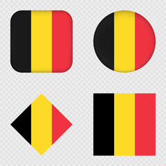 Belgium Flag Icons Pack. Vector illustration.