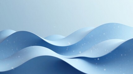 Serene Blue Undulations A Soft, Abstract Winter Scene Depicting Gentle Waves and Falling Snow