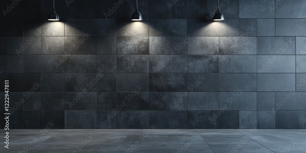 Poster Dark Grey Rooftiles Illuminated by Stylish Indoor Lighting with Expansive Empty Space for Custom Text or Design Elements