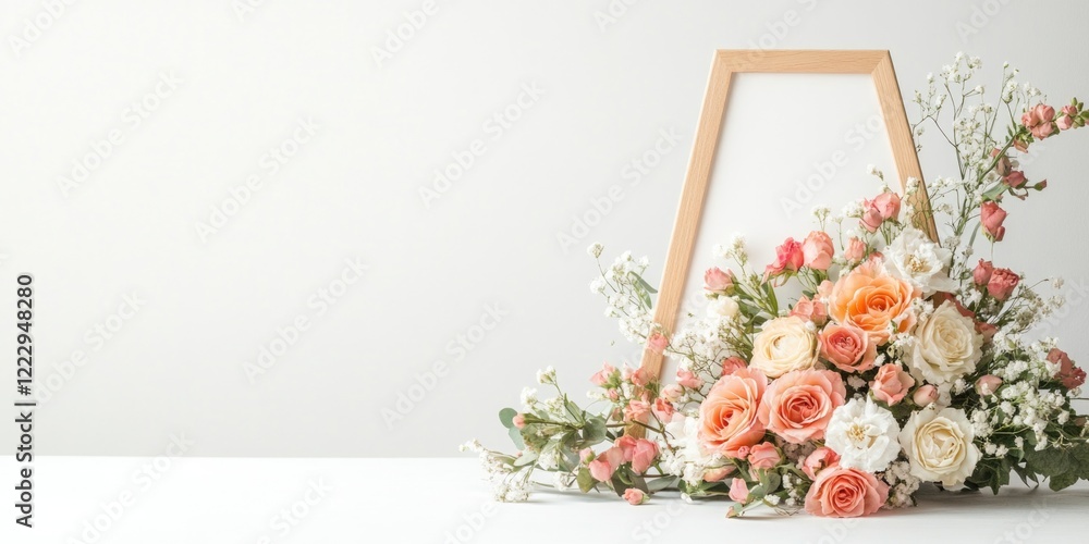 Aufkleber elegant easel adorned with beautiful flowers and empty space for text showcasing a charming floral a