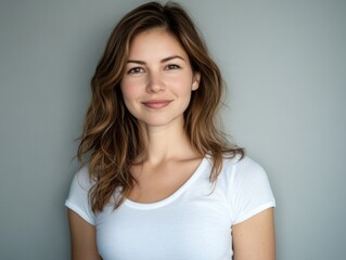 Obraz premium Woman in white shirt posing