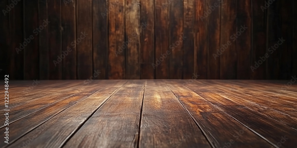 Fototapete elegant vintage dark brown wooden background design with ample empty space for text and product plac