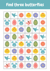 Easter educational game, learning. Worksheets activities for schooling, early education. Kid lessons, skill play puzzle for kids. Easter logic activity and game for preschool and kindergarten.