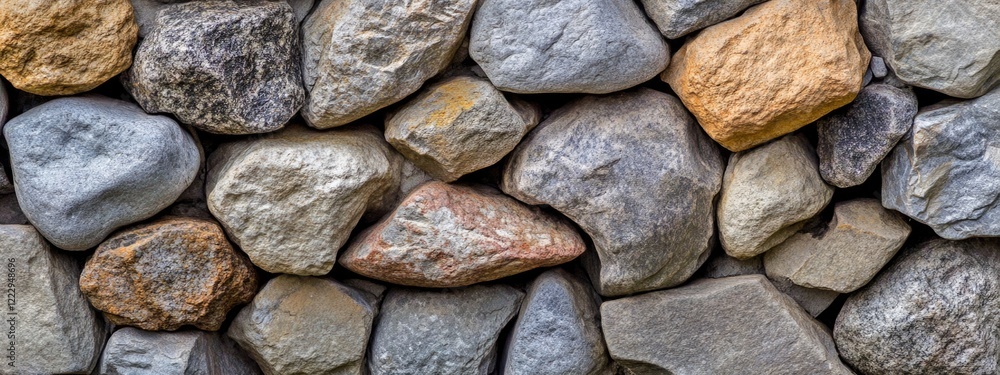 Poster Natural Stone Texture Wallpaper Featuring Varied Rocks with Blank Space for Text Overlay