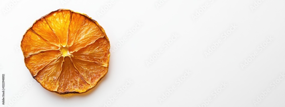 Poster dried orange slice on a clean white background ideal for text insertion or creative designs