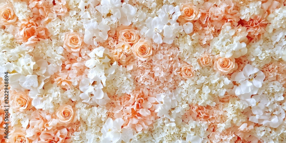 Poster elegant peach and white floral backdrop for weddings and events featuring ample blank space for pers