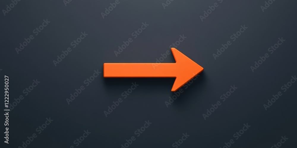 Poster minimalist orange download arrow icon on dark background with space for text or branding