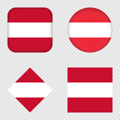 Austria Flag Icons Pack. Vector illustration.
