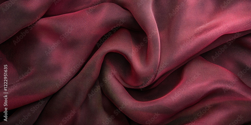 Poster Elegant dark red gradient fabric texture with flowing folds creating a sophisticated backdrop for text or design elements.