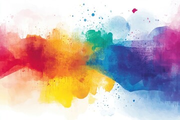 A vibrant splash of colors blending seamlessly, showcasing a dynamic mix of red, yellow, green, blue, and purple hues against a white background.
