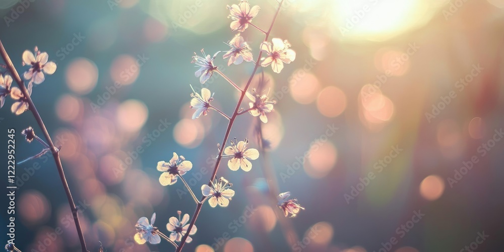Poster Soft Floral Bokeh Background with Delicate Blooms and Blurred Tones Perfect for Adding Text or Enhancing Designs