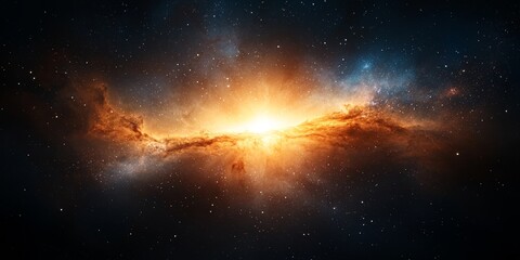 Obraz premium A stunning cosmic scene depicting a vibrant galaxy with glowing stars and nebulae, showcasing the beauty and mystery of the universe.