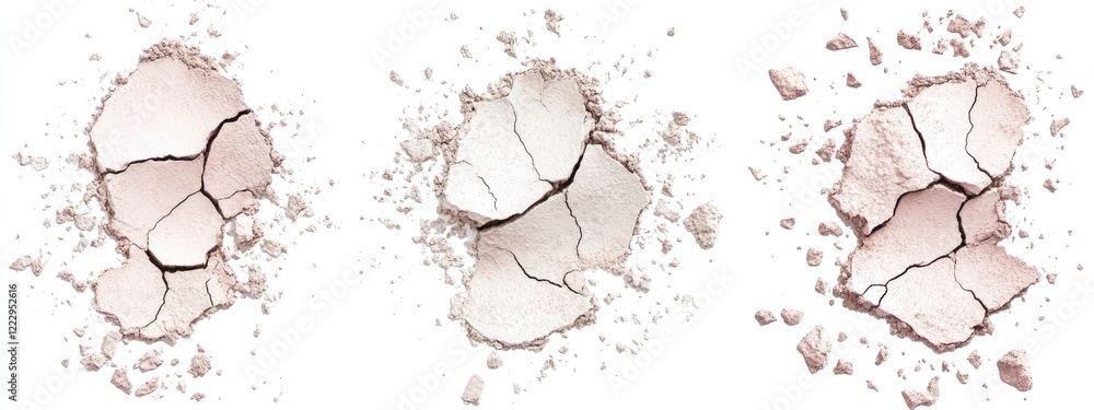 Poster Dried Cracked Earth Isolated Set for Design Featuring Texture Variations and Empty Copy Space for Text Integration