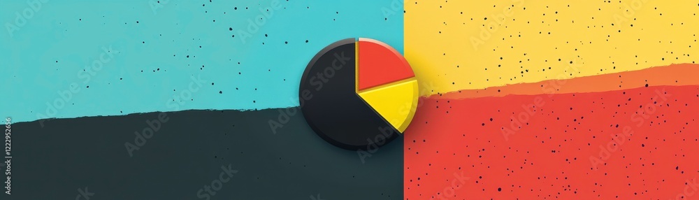 Poster a colorful abstract design featuring a segmented pie chart against a textured background with vibran