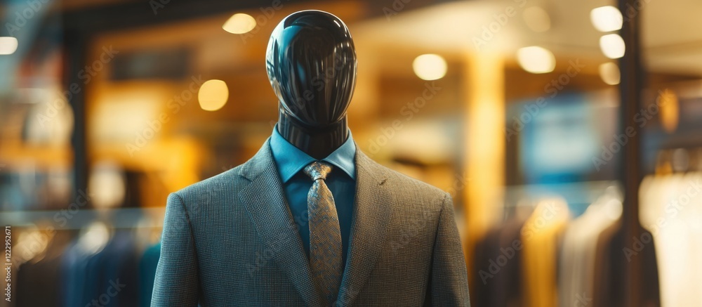 Aufkleber mannequin display of executive attire in fashion store with blurred background and empty space for b