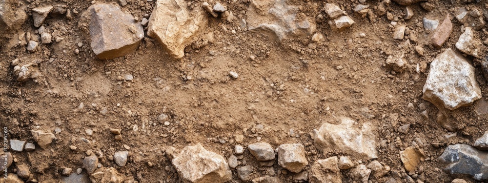 Aufkleber Natural Earth Texture with Rocky Surface Featuring Empty Space for Copy or Text Overlay in a Rustic Outdoor Setting