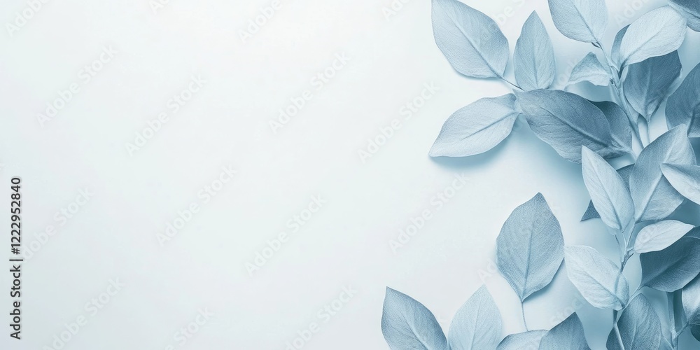 Poster Elegant Letterhead Design with Leaf Motif and Ample Copy Space for Text Placement on Soft Blue Background