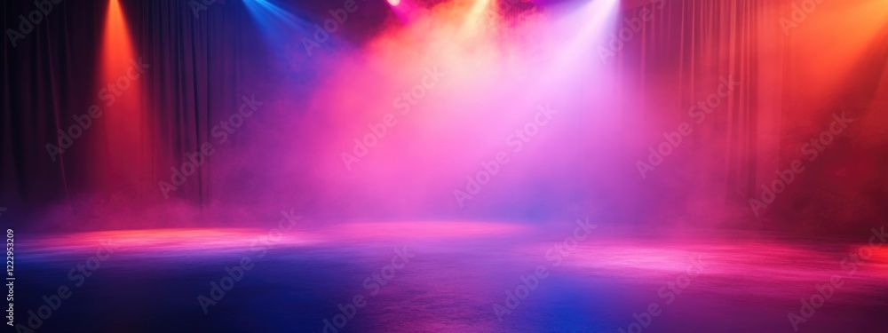 Aufkleber Vibrant dynamic lighting effects create an atmospheric backdrop with ample empty space for text or promotional content.