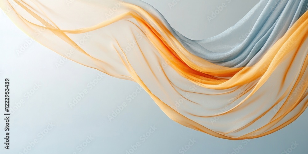 Poster elegant sheer fabric flowing gracefully in soft pastel tones against a minimalist background ideal f