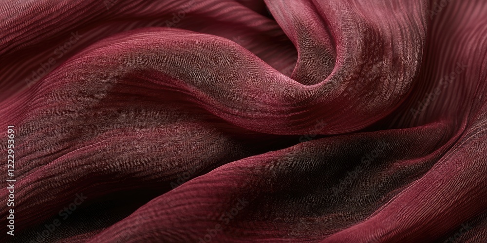 Aufkleber Elegant dark red gradient fabric with flowing folds creating a rich background with ample copy space for design or text applications