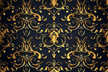 Elegant gold floral pattern on dark background, suitable for luxurious design projects