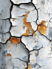 Obraz premium A background of light gray cracked paint with faint hints of rust stains.