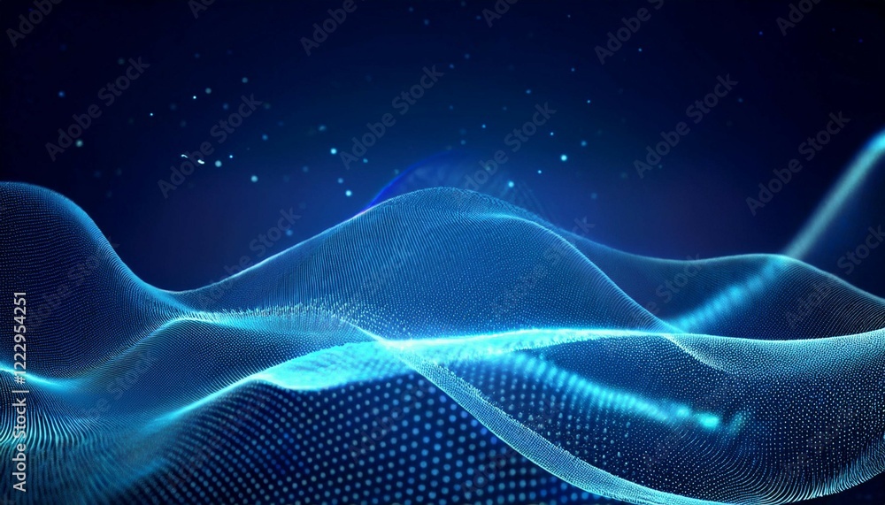 Poster dark blue and glow particle abstract background