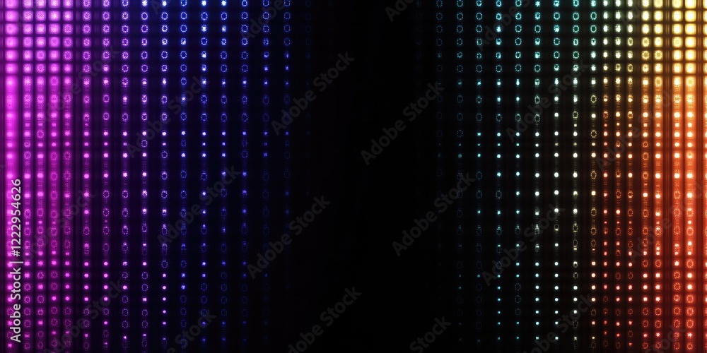 Poster luminous neon data matrix background with vibrant colors and space for text ideal for technology and