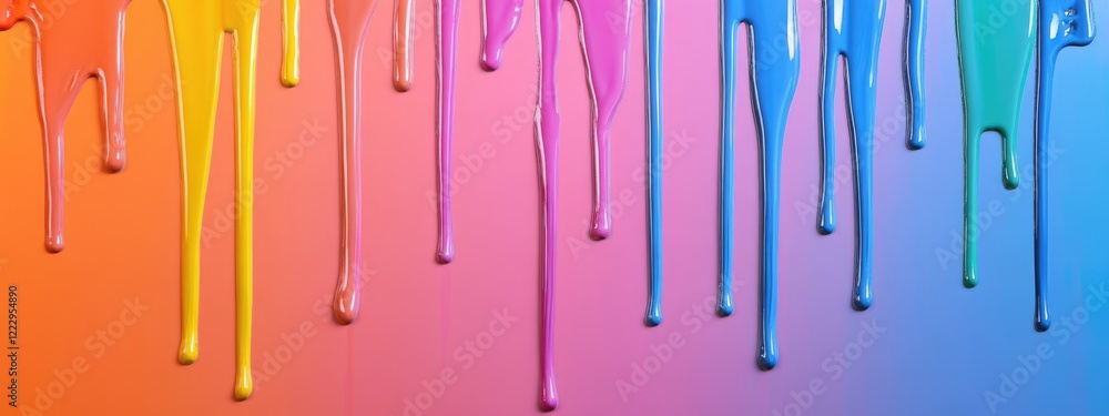Aufkleber colorful dripping paint on vibrant background with space for text or design elements