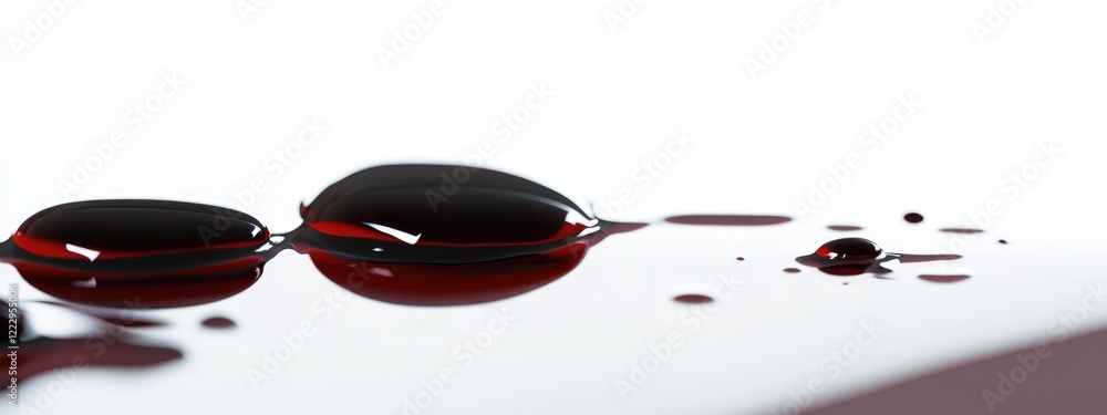 Aufkleber liquid droplets on a white background with empty space for text showcasing a glossy and reflective s