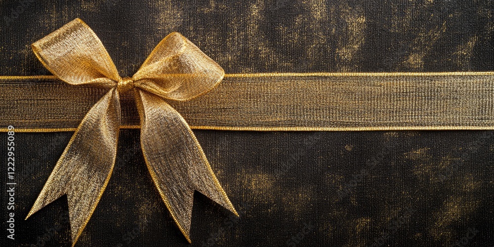 Poster elegant gift box with golden ribbon on textured background for luxury celebrations and special occas
